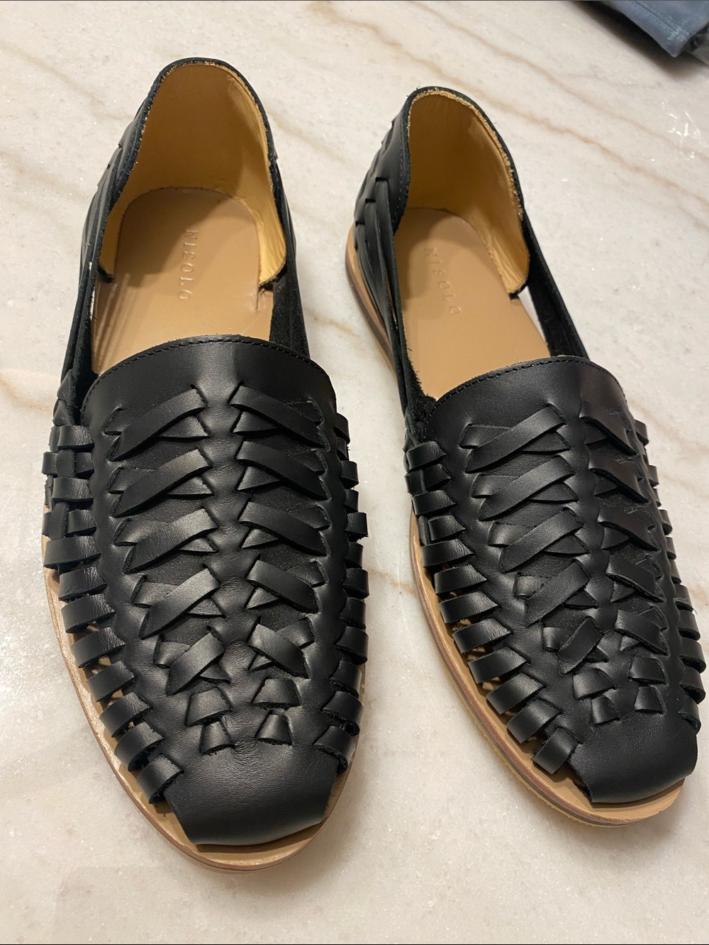 NISOLO Huarache Sandal black leather Loafers size 9